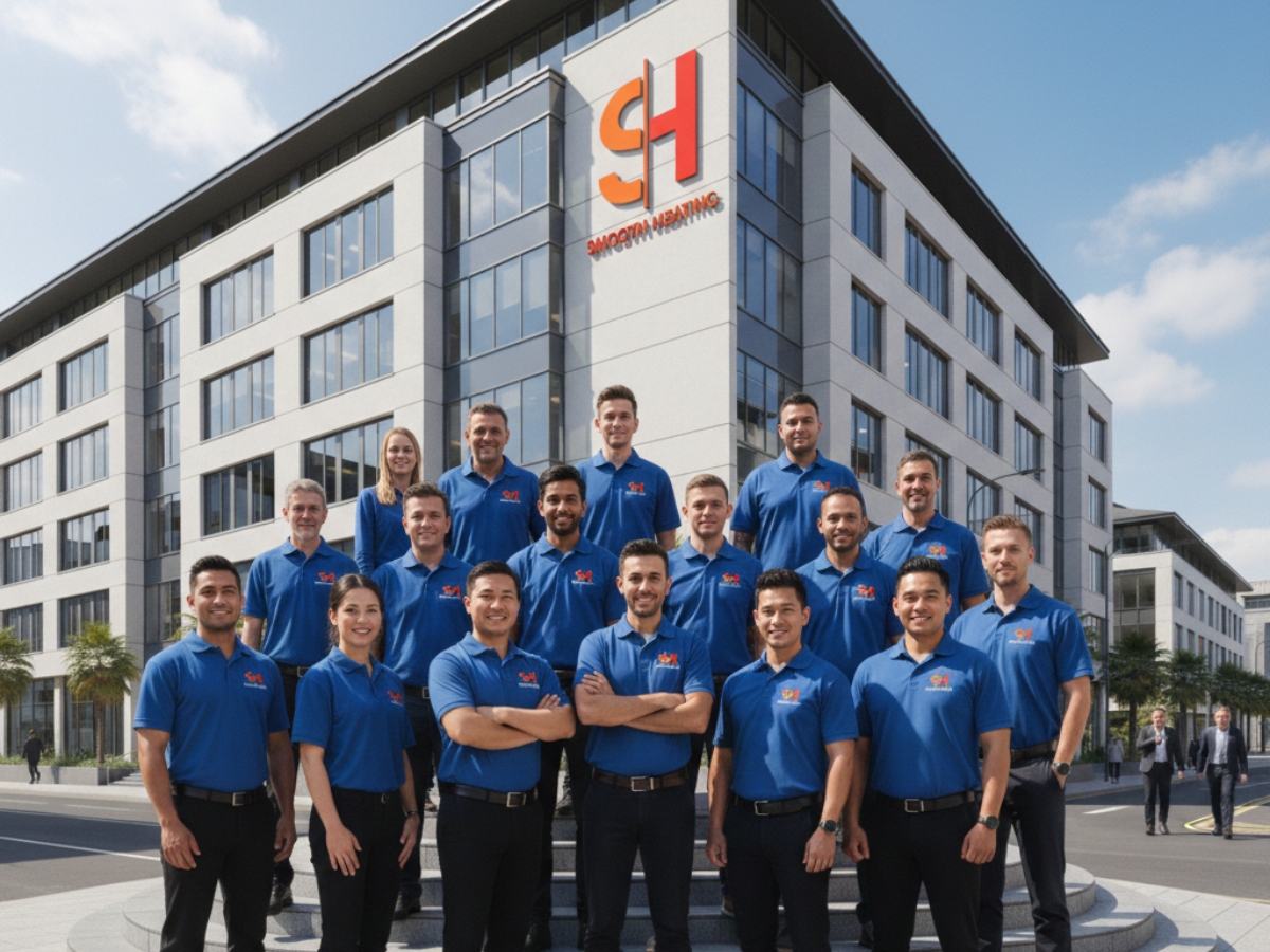 Heating and plumbing engineer with service van