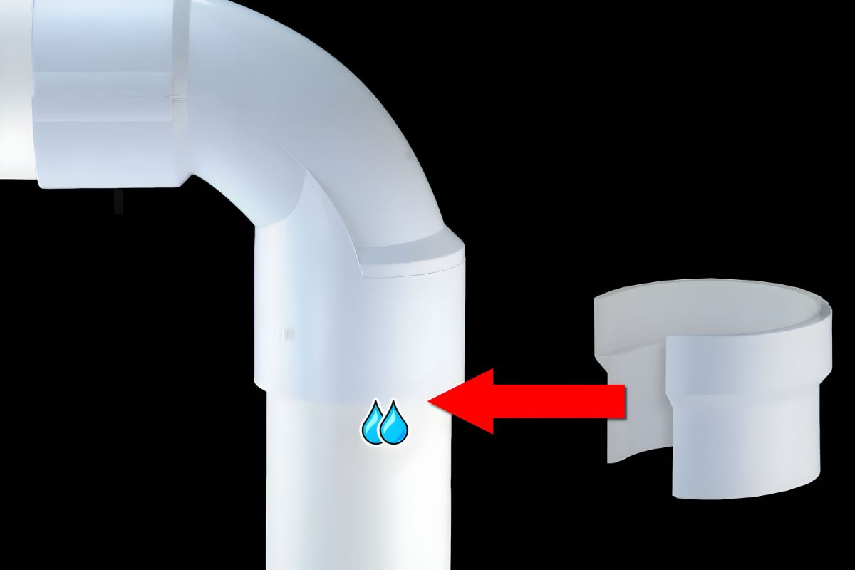 Leak repair on pipework with new connector fitted