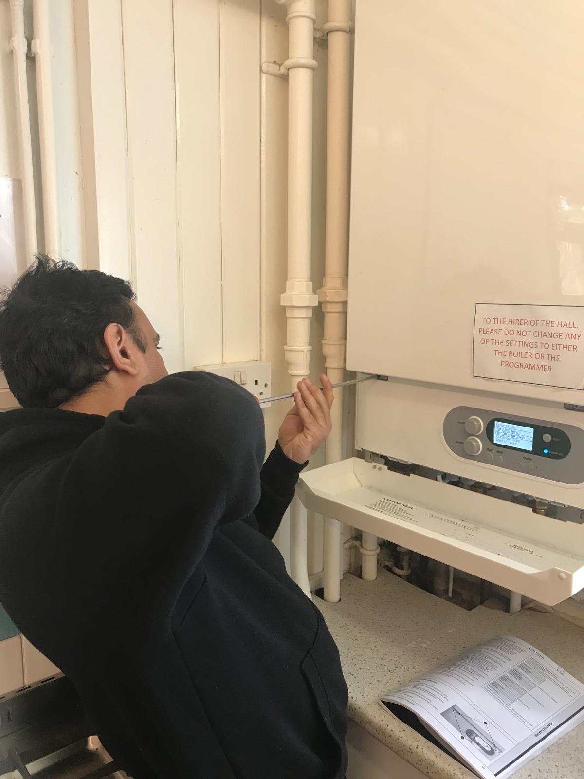 Boiler casing open for inspection and servicing
