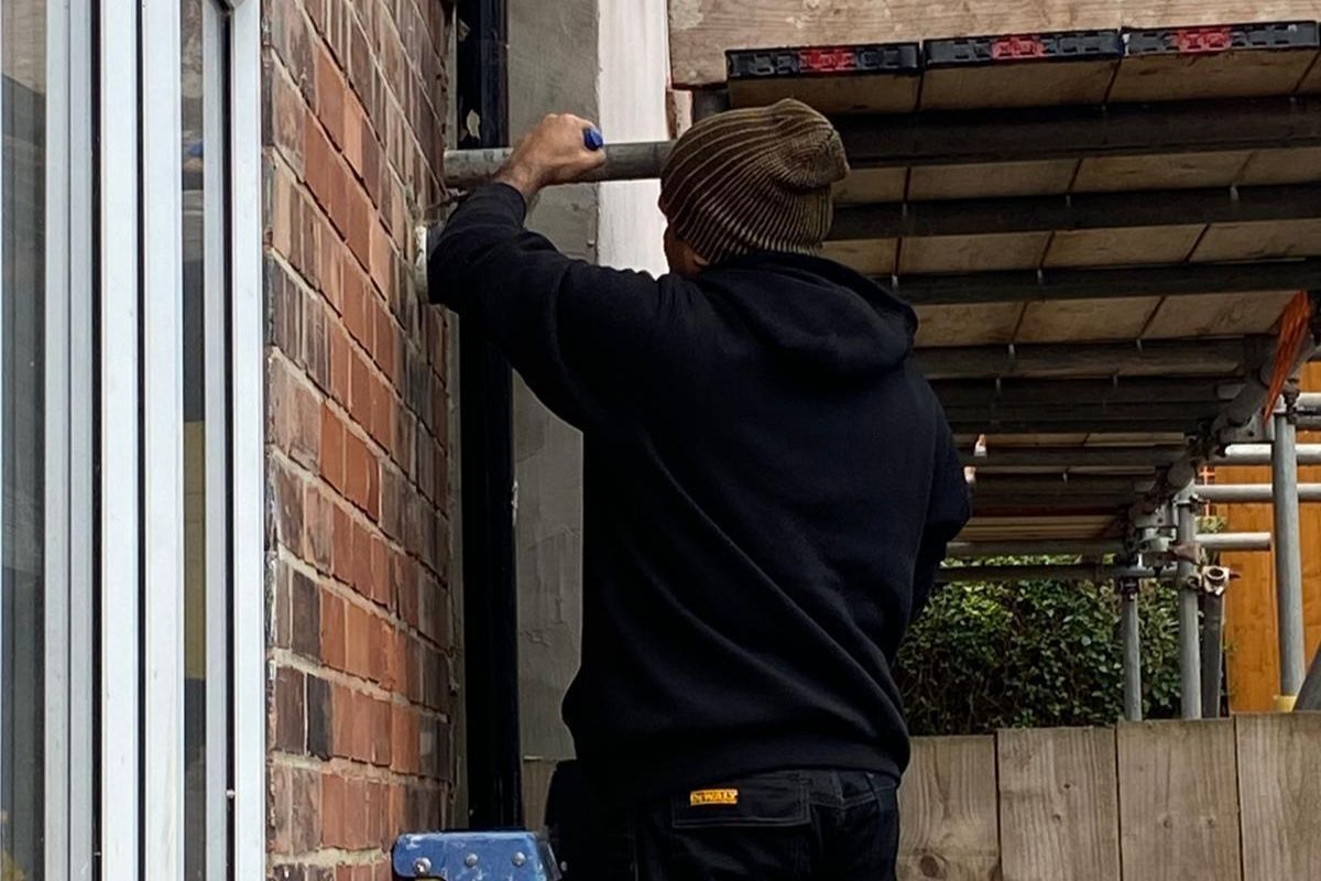 Boiler leak repair with pipework and replacement fitting installed