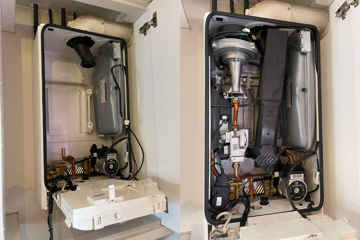 Boiler internal cleaning and inspection during routine service