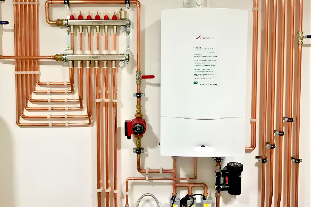New boiler installation with tidy pipework and clean finish